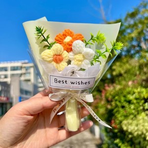 Handmade Crochet thu nhỏ vĩnh cửu hướng dương bó hoa cao phồng hoa nhân tạo ngày của mẹ phục sinh giáng sinh năm mới - Product Image 4