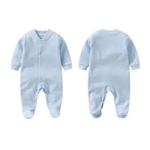 Colorland OEM/ODM High Quality Solid 100% Cotton Boy Girl Footed Baby Bodysuit Wholesale