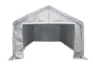 Abri de voiture portable gris imperméable de qualité supérieure, abri de voiture robuste en PVC avec porte enroulable pour le stockage des voitures - Product Image 3