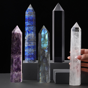 Columna de cristal Natural de 8-15cm, varita de un solo punto, <span class=keywords><strong>Prisma</strong></span> <span class=keywords><strong>Hexagonal</strong></span> de cristal, torre de piedra de fundición blanca, decoración del hogar, artesanías de piedra - Product Image 5