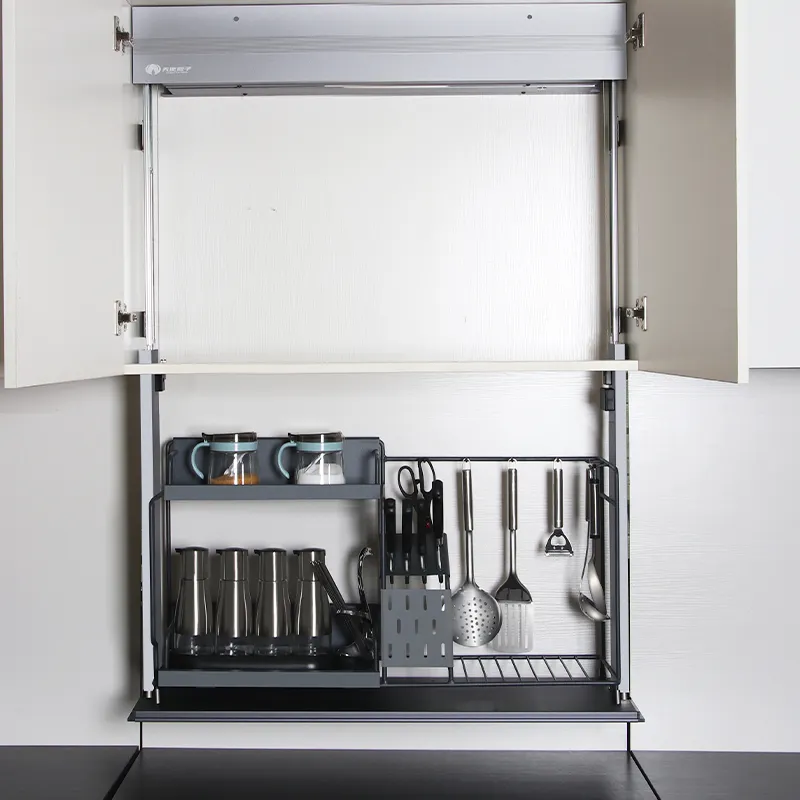 Prateleira de armário de cozinha com design moderno, prateleira automática para armário de cozinha