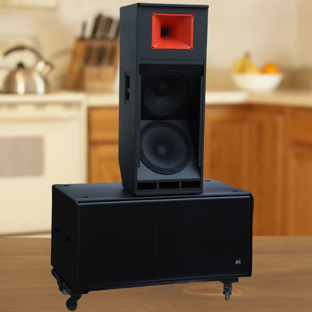 DJ Dual 15inch Point Source Speaker with Dual 18 Inch Subwoofer Passive PA System Audio Sound Equipment for Church Event
