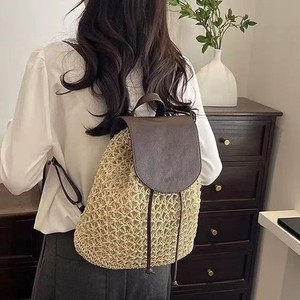 Nouveau sac à dos en paille tressée ajourée pour femme, idéal pour les vacances à la plage et les sorties en bord de mer - Product Image 4