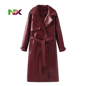 Cappotto Lungo Elegante da <span class=keywords><strong>Donna</strong></span> in Ecopelle con Doppio Petto e Bottoni Frontali, Traspirante ed Ecologico - Product Image 1