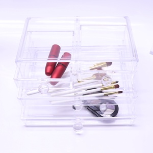 Acrílico de almacenamiento envase cosmético conveniente maquillaje cepillo de almacenamiento organizador de escritorio de la Oficina ahorro de espacio con 4 dibuja - Product Image 1