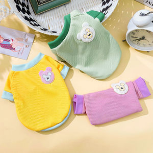 Cute <b>Animal</b> <b>Pattern</b> Pet Hoodie Waffle <b>Knit</b> Dog Sweater Pink Green Yellow Summer Autumn Wear - Product Image 1