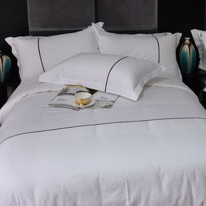Parure de lit unie en coton 100% écologique 300 fils/pouce² anti-boulochage personnalisable pour hôtels, taille <span class=keywords><strong>Queen</strong></span> - Product Image 5