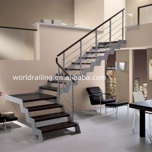 YL บันไดรูปตัวแอลในร่มบันไดไม้ทึบเหล็กพีวีซีเหล็กดัดแบบลอยสำหรับวิลล่ากลางแจ้ง - Product Image 4