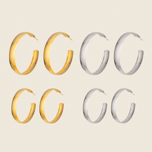 Boucles d'oreilles créoles géométriques X&<span class=keywords><strong>L</strong></span> Hyperbole plaquées or 18 carats, en acier inoxydable certifié 0,3 mm, grandes, simples, surface brillante, pour femme, idéales pour les soirées - Product Image 1
