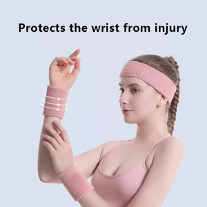 Factory Wholesale Custom Embroidered Logo Braided Cotton Christmas Tennis Sport Wristband Sweatbands <strong>Headband</strong> Set For Women Kids - Product Image 5