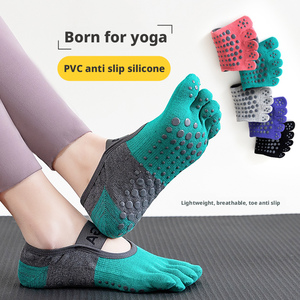 Calcetines de yoga transpirables para mujer al por mayor, de cinco dedos, antideslizantes de silicona, para gimnasio, sin talón, para fitness, ballet, danza, de algodón - Product Image 6