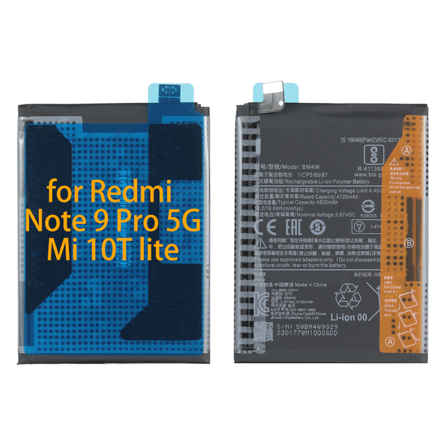 Rechargeable Li-ion Polymer Battery BM4W for Redmi Note 9 Pro 5G for Mi 10T Lite 5G 4820mAh 3.87V Mobile Phone Battery