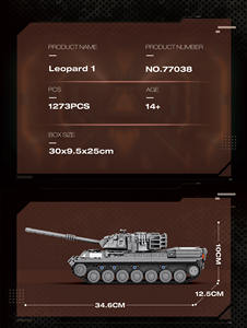 Ensemble de construction de char Leopard 1, 1273 pièces, échelle 1:26, modèle de véhicule en briques, jouet de construction éducatif pour les amateurs - Product Image 4