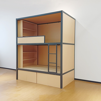Lit superposé modulaire en bois moderne sur mesure avec armoire de rangement et étagères, lit mezzanine 2 personnes pour dortoir étudiant/auberge, taille et couleur personnalisables