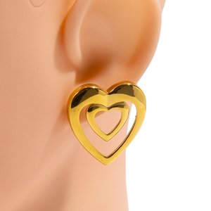 Boucles d'oreilles créoles torsadées en acier inoxydable à <span class=keywords><strong>double</strong></span> couche pour femmes pour les mariages et les fiançailles - Product Image 5