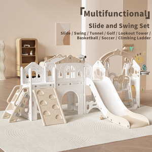 Set da gioco 10 in 1 per bambini: scivolo, altalena, struttura per arrampicata, casetta, canestro da basket, <span class=keywords><strong>palestra</strong></span> attività per bambini, giocattoli prescolari - Ingrosso - Product Image 1