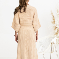 100% coton coupe ajustée femmes tricoté longue robe pull chic personnalisé décontracté pull à col rond robes