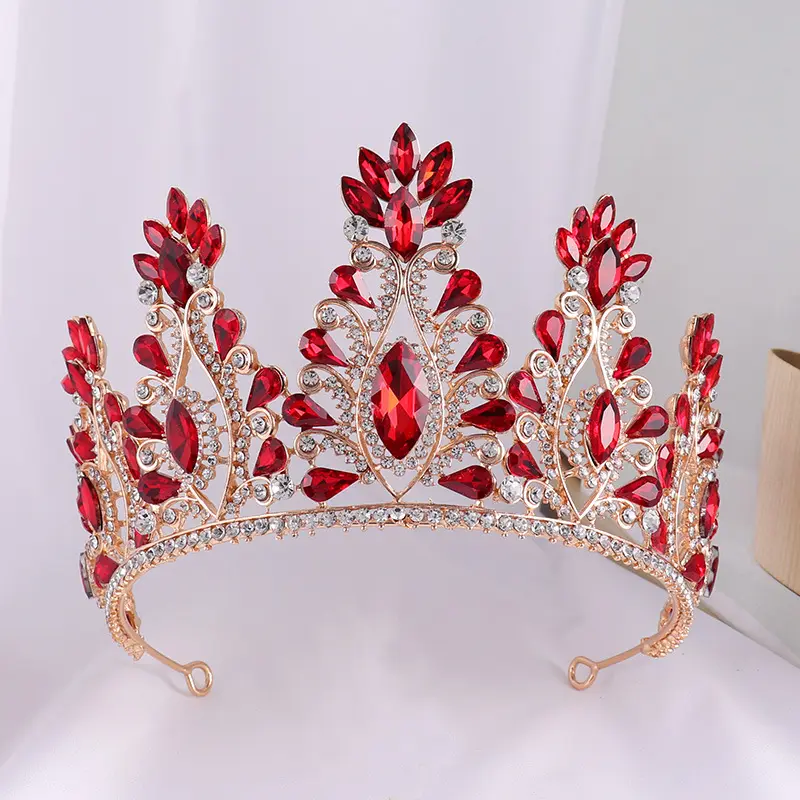 Hot Large Size Bride Tiara Crown Baroque Queen Crown Hand Made Bridal Wedding Tiaras And Crowns For Wedding Girl Birthday Decor