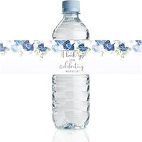 Nouvelles étiquettes autocollantes mignonnes en aquarelle pour bouteilles d'eau minérale rose et bleue, étiquettes personnalisées imperméables