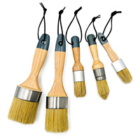 Ensemble de pinceaux de peinture de meubles de 5 pièces pinceaux ronds en cire de craie avec manche en bois