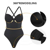 Soldes de liquidation : Body sculptant sexy sans couture, respirant, avec décolleté plongeant en U, dos nu, bretelles transparentes, effet corset push-up, maintien ferme pour femme