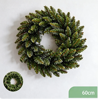 Corona Navideña Artificial de Agujas de Pino, 30/40/50/60 cm, Corona de Pino Verde Grande para Decoración Navideña en Interiores y Exteriores