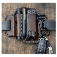Nouvelle gaine multi-outils en cuir véritable pour couteaux de ceinture EDC gaine organisateur de poche lampes de poche tactiques stylos petit sac de pochette à outils
