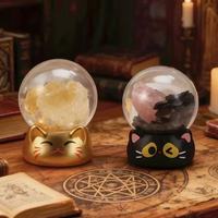 Boîte Mystère en Résine Chat Mignon de Dessin Animé, Design Créatif Boule de Cristal, Lot de 8 Ornements de Bureau, Article Décoratif Cadeau