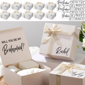 Boîtes de demande en mariage pour demoiselles d'honneur abricot, boîtes cadeaux de mariage avec couvercles, boîte de demande en mariage pour fête de mariage - Product Image 1