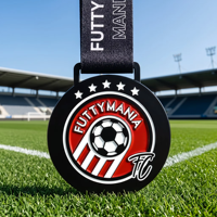 Médailles de sport pour clubs de football, émail 3D souple, plaqué noir, personnalisées, pour tournois de ligue, récompense pour les vainqueurs, directement de l'usine