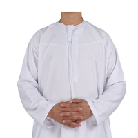 Qamis islamique traditionnel de couleur blanche à manches longues de style Oman 2 pièces avec pantalon Thobe
