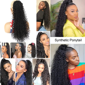 20 pulgadas de largo envoltura sintética cordón rizado Cola de Caballo extensión negro Rubio Afro rizado pelo Cola de Caballo <span class=keywords><strong>coletas</strong></span> para mujeres - Product Image 6