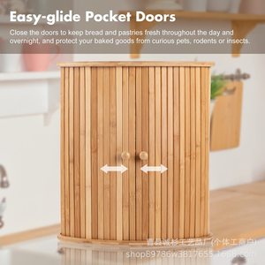 ตู้เก็บขนมปังไม้ไผ่สองชั้นพร้อมประตูสำหรับจัดระเบียบอาหารในครัว - Product Image 4