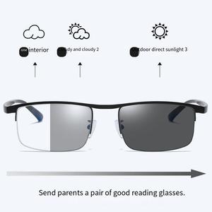 Venta caliente lentes fotocromáticas gafas de lectura TR marco de metal hombres auto zoom gafas de lectura progresivas - Product Image 6