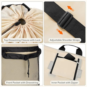 Sac à dos de lavage extra large et robuste avec bretelles et poche en filet pour la blanchisserie - Product Image 2