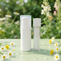 Flacon pompe sans air carré en PP blanc de 50 ml et 100 ml pour sérum de soin de la peau et crème pour le visage, contenants d'emballage cosmétique