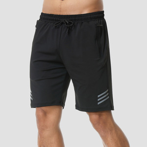 Casual Quick-Drying Anti-Wrinkle Loose Fit Drawstring Closure Men's Breathable Polyester Joggers <b>Zip</b> <b>Pocket</b> Knitted <b>Shorts</b> Gym - Product Image 4