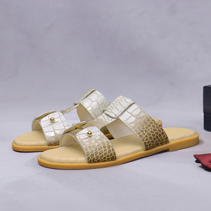 Sandalias de Verano para Hombre, de Piel Auténtica con Estampado de Piel de Serpiente, con Hebilla y Correa, Punta Abierta, Transpirables, con Suela de Goma y Entresuela de EVA - Product Image 2
