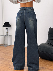 Pantalones largos de pierna ancha estilo retro americano europeo y americano, pantalones vaqueros holgados de pierna recta estilo chica picante. - Product Image 4