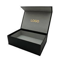 Recycelbarer Luxus magnet Leere Kleidung Geschenk Starre Boxen Benutzer definierte schwarze magnetische Hart karton Papier box mit Logo