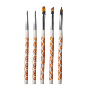 Synthetic Hair Nail Art Brush <b>Set</b> <b>Crimped</b> Ferrule Liner Flat Slant Gel Brushes for DIY Manicure Design - Product Image 5