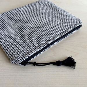 Eco-Friendly Cotton Cosmetic Bag Ladies Custom Boho Tassel <b>Storage</b> Travel Herringbone Zipper Pouch Ethnic Makeup Organizer - Product Image 2