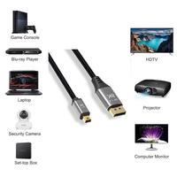 Câble Mini DP vers Mini DP tressé 8K 60Hz, transmission bidirectionnelle DP 1.4 7680x4320