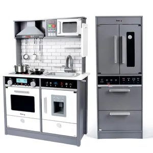 Кухонные игрушки Детский кухонный игровой набор белый и серый большой холодильник кухонный гарнитур