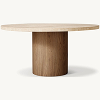 Table à manger ronde en bois massif de luxe moderne, design Lumi Midcentury, réglable, 4 places, meubles de salle à manger