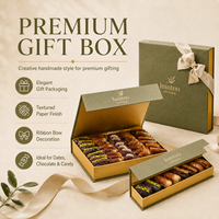 Caja de Regalo de Papel Duro de Lujo con Cinta y Cierre Magnético para Dátiles, Chocolates, Dulces, Nueces, Empaque para Regalos de Boda