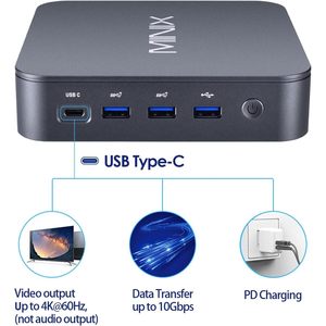Minix คอมพิวเตอร์ตั้งโต๊ะขนาดเล็ก NEO J51-C8 MAX 8GB/512GB M.2 PCIe NVMe SSD Windows 11 Pro 32GB RAM 64GB อะลูมิเนียม/Wi-Fi6/2.5GB แบบคู่ - Product Image 6