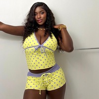 Ensemble deux pièces sexy pour femmes, nouveau style d'été, avec imprimé à pois, maillot de bain pour vacances à la plage, haut décontracté avec décolleté