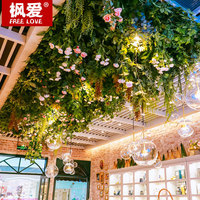 Plafond végétal artificiel, verdure suspendue, feuillage floral, aménagement paysager, fleurs et lianes artificielles en plastique et soie pour intérieur