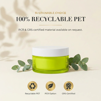 Pot de crème pour les yeux rechargeable zéro déchet 20g-50g en PET à paroi épaisse PCR, avec insert remplaçable homologué FDA, emballage durable en plastique